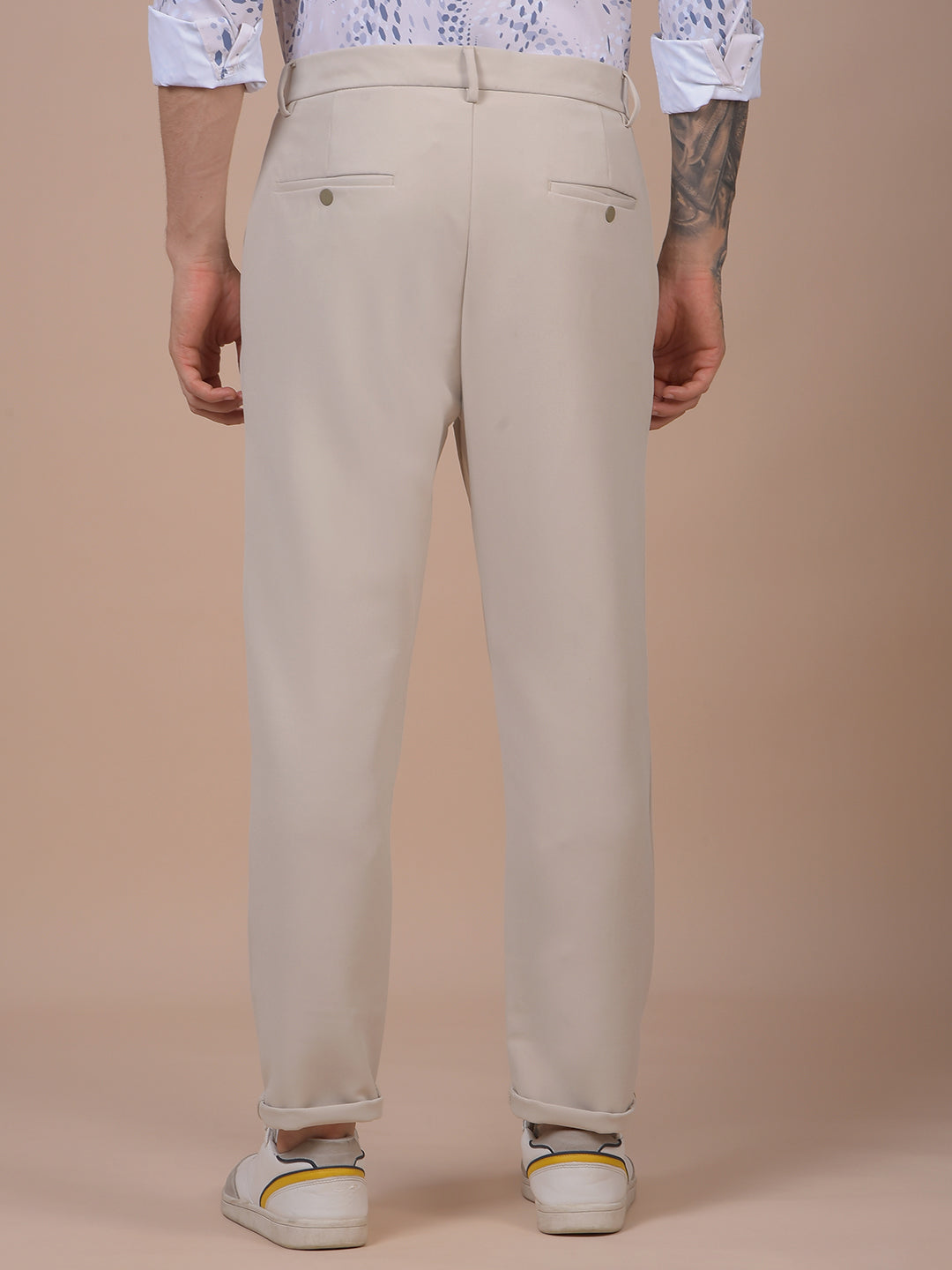 Beige Korean Fit Trousers