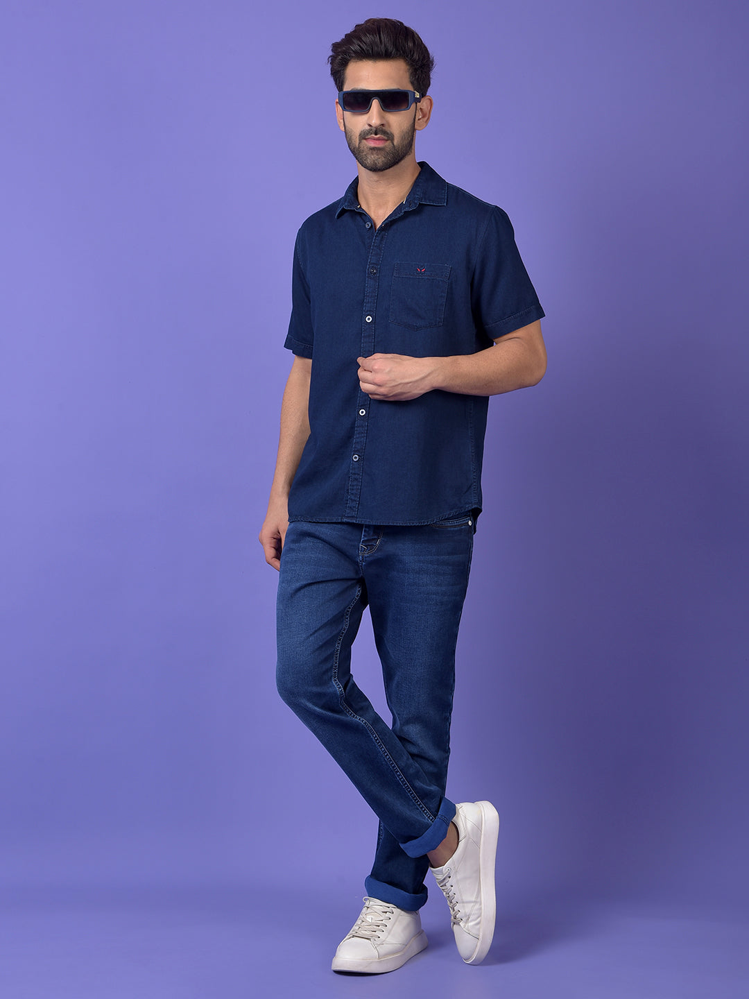Navy Blue Denim Shirt