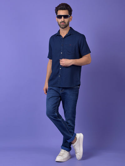 Navy Blue Denim Shirt