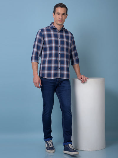 Blue Checked 100% Cotton Shirt