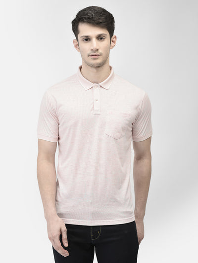 Pink Printed Polo Neck T-Shirt
