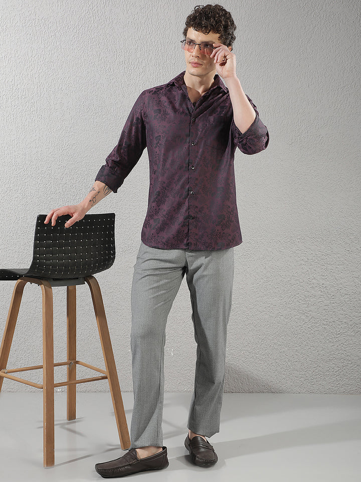 Grey Vertical Striped Trousers