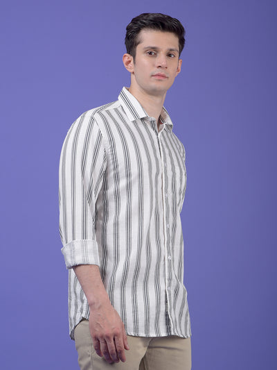 Grey Vertical Stripes 100% Cotton Shirt