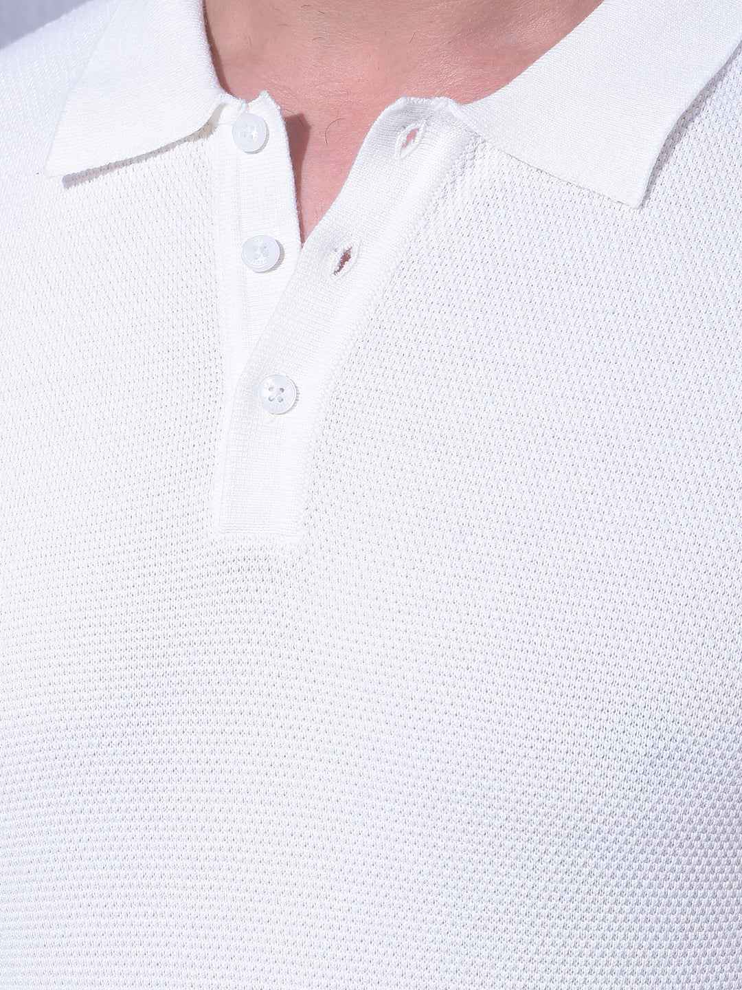 Clean Off White Knit Classic Polo T-Shirt