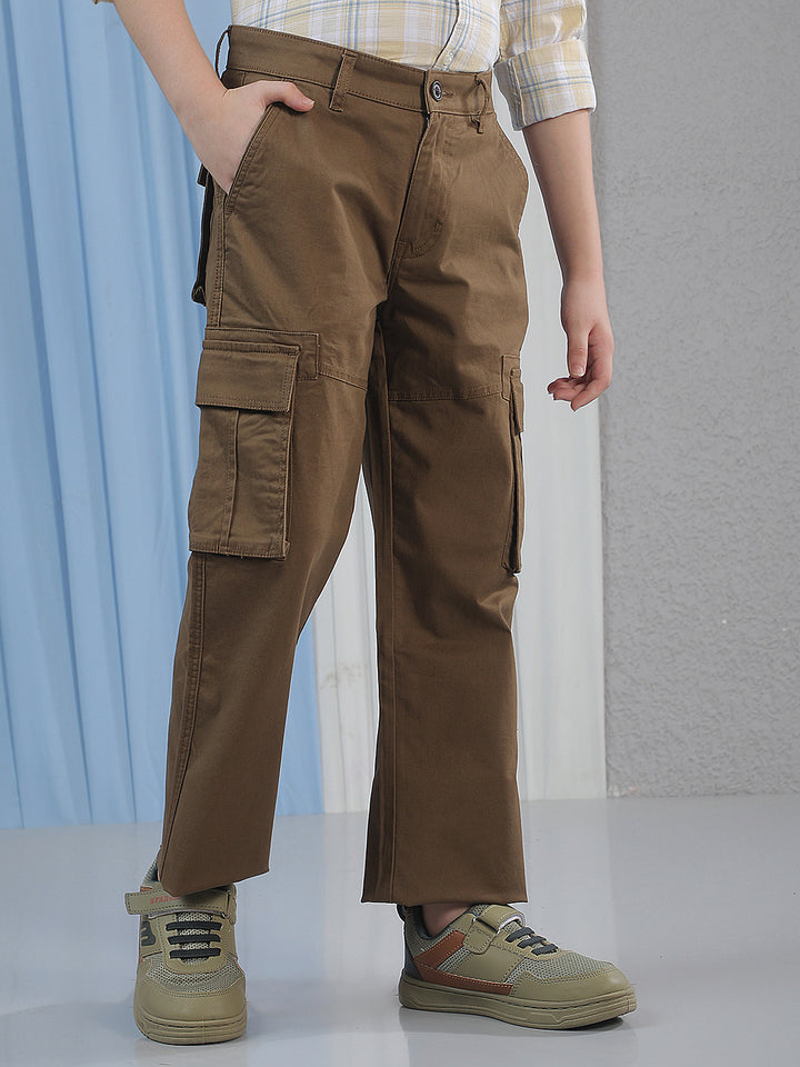 Structured Tan Khaki Cargo Trousers