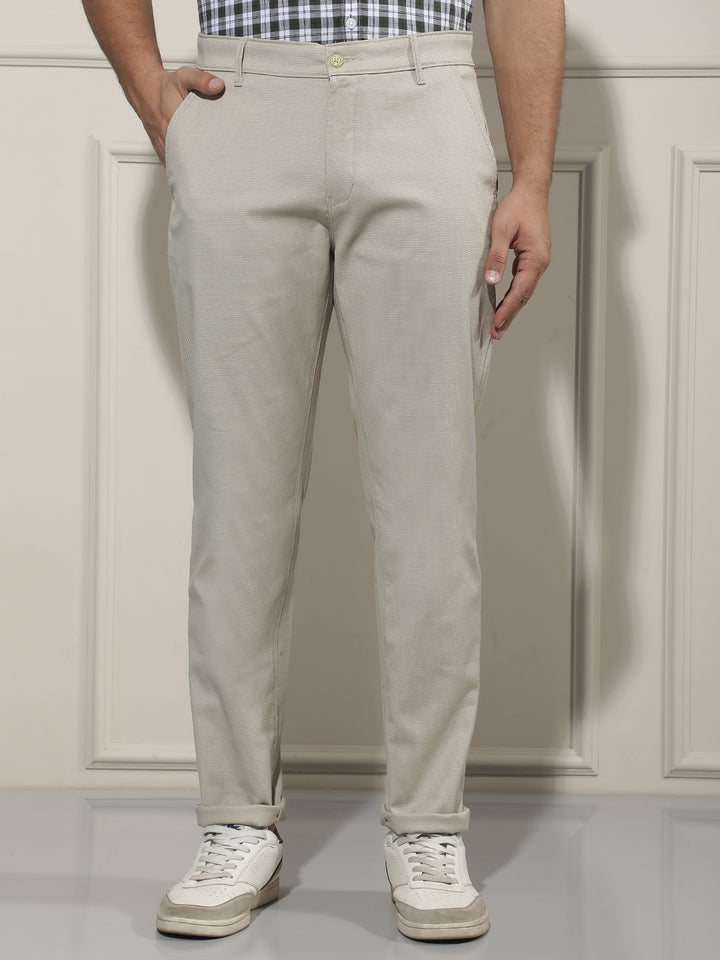 Structured Biscotti Beige Textured Trousers