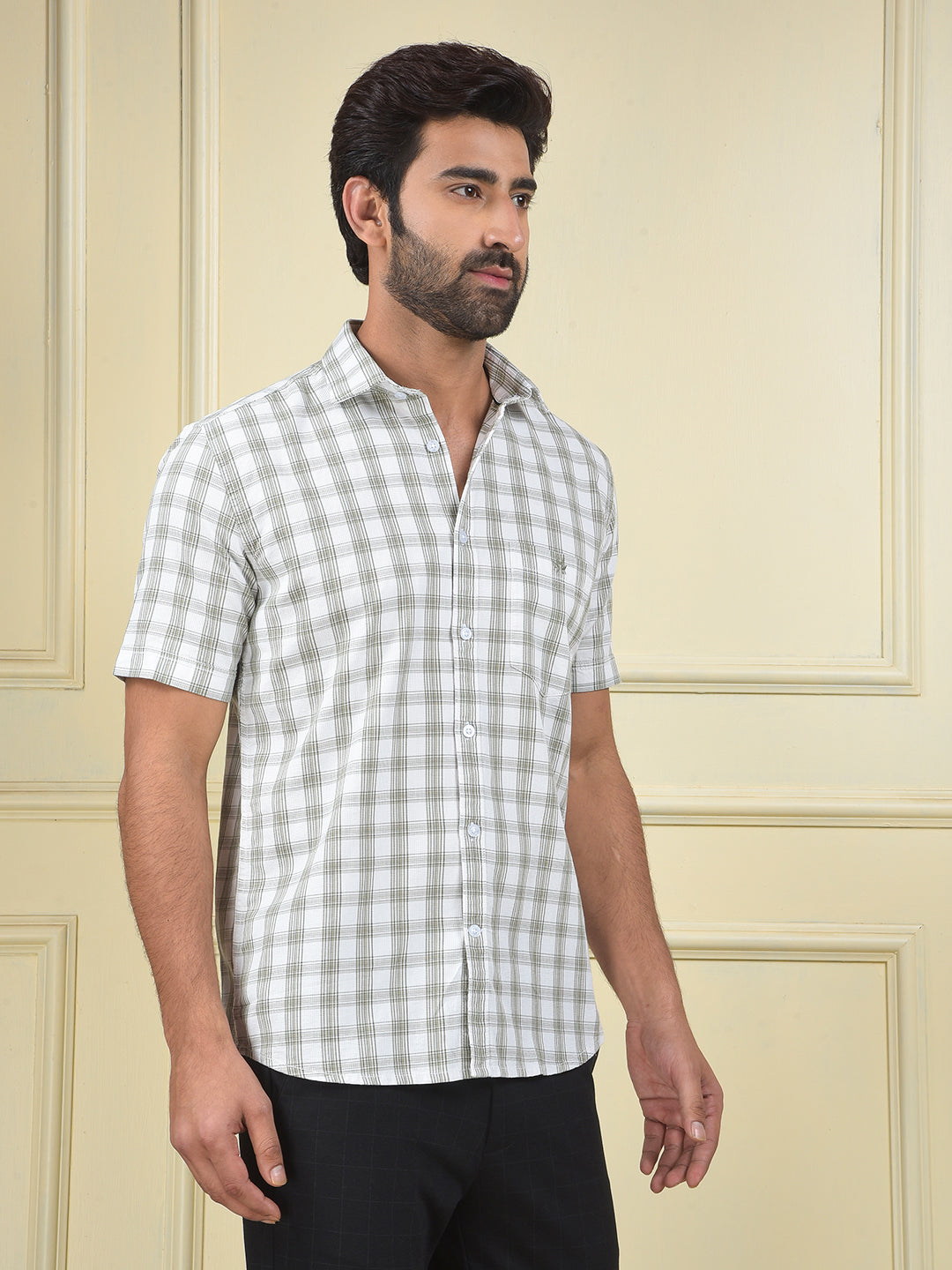Green Checked 100% Cotton Shirt