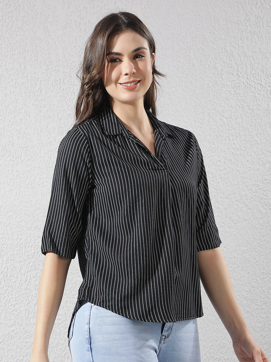 Black Vertical Stripes Top