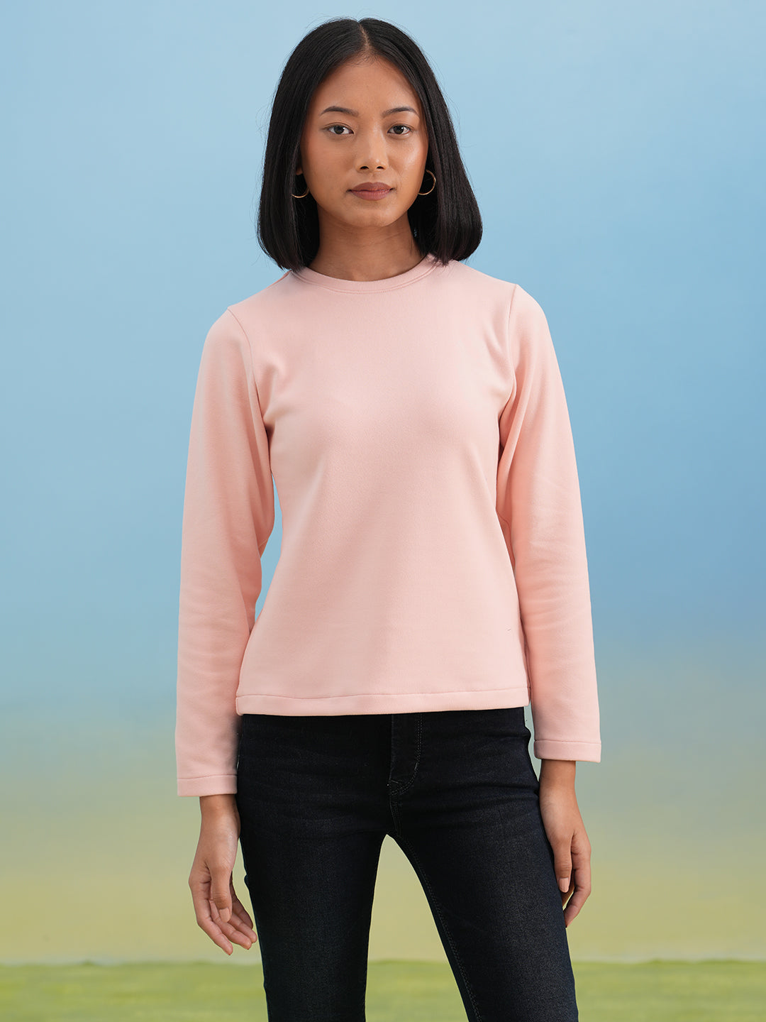 Soft Pink Solid Knit T-Shirt