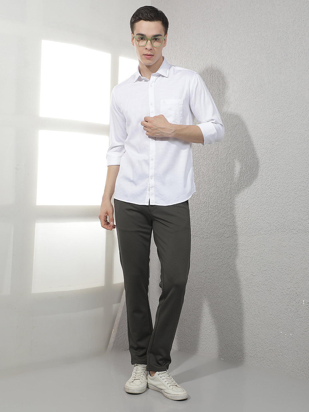 Structured Forest Olive Knitted Trousers