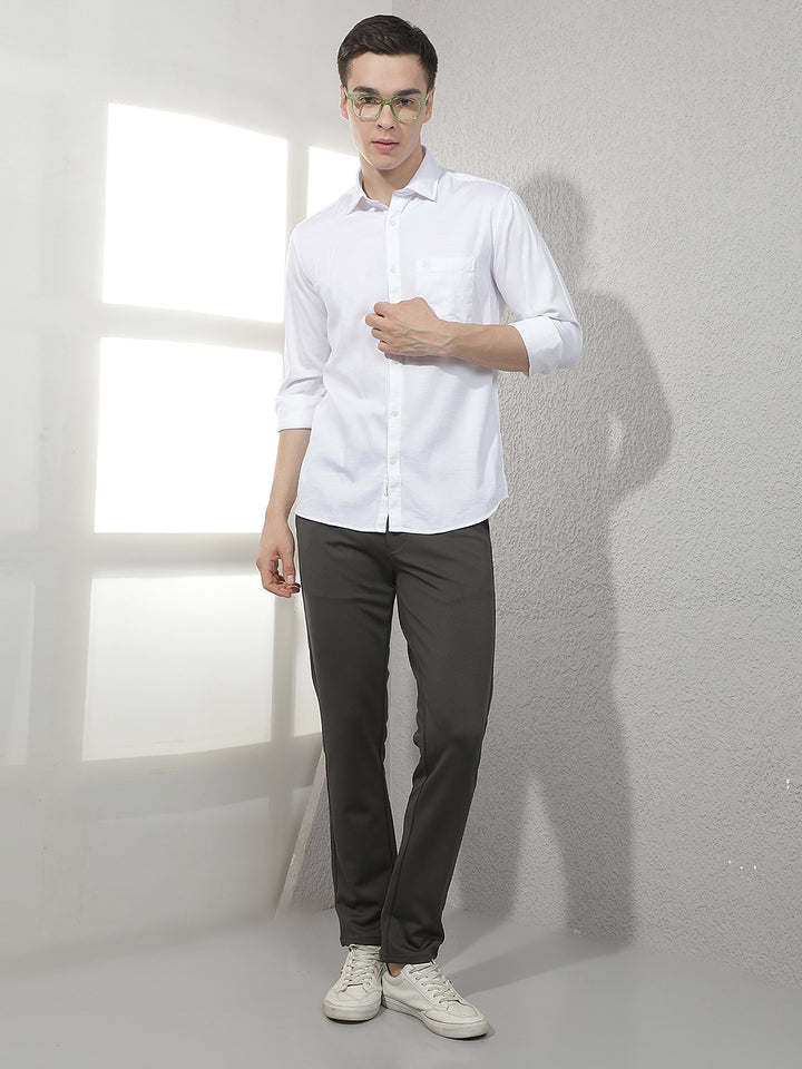 Structured Forest Olive Knitted Trousers