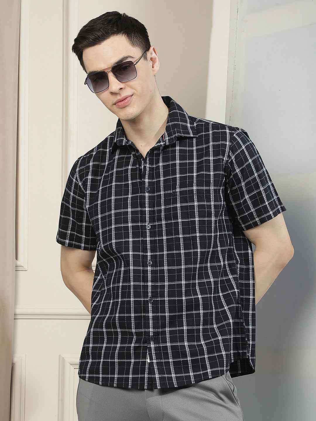 Black Checked 100% Cotton Shirt