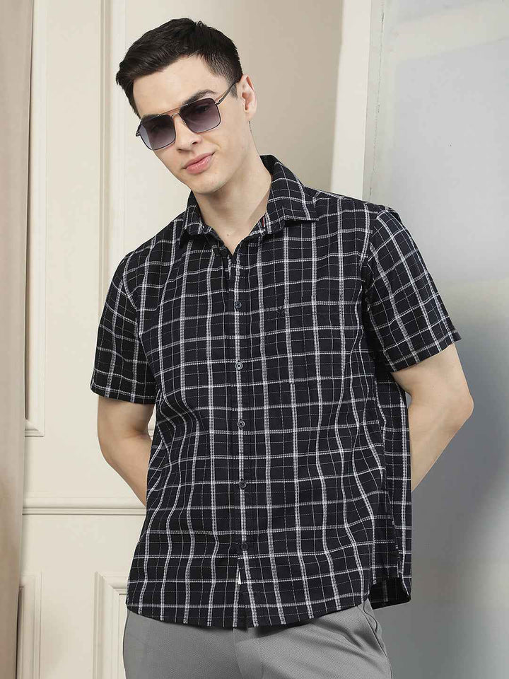 Black Checked 100% Cotton Shirt