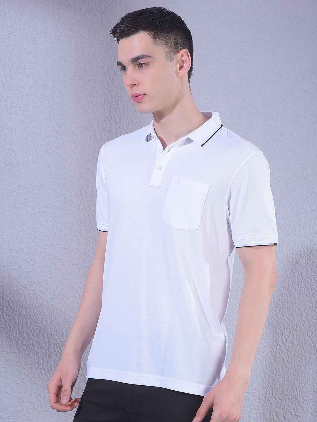 White Polo Neck T-Shirt