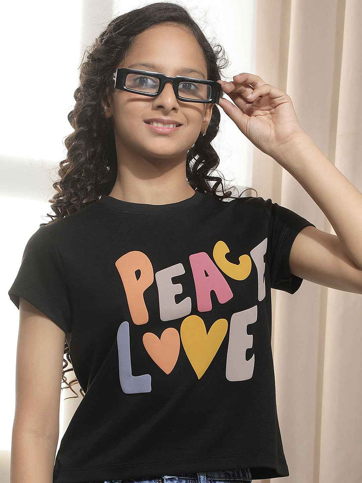 Black Typographic Print T-Shirt