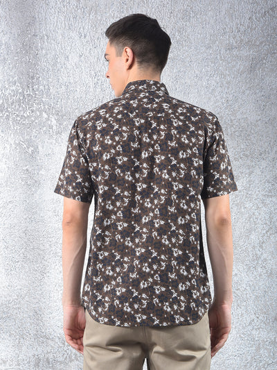 Brown Floral Shirt-Men Shirts-Crimsoune Club