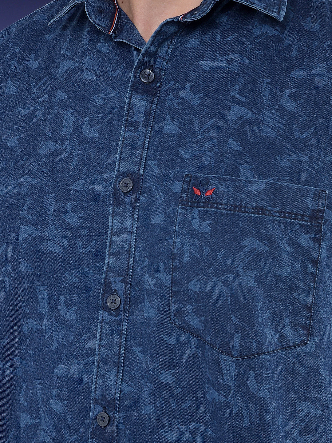 Printed 100% Cotton Blue Shirt