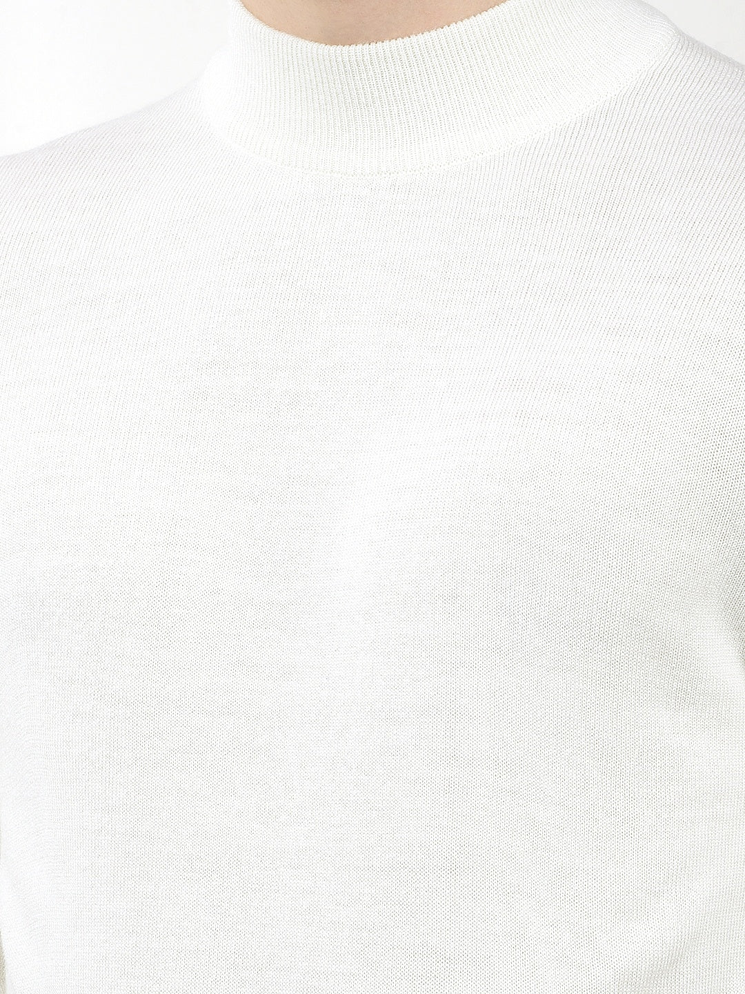Off White High-Neck Knitted Sweater