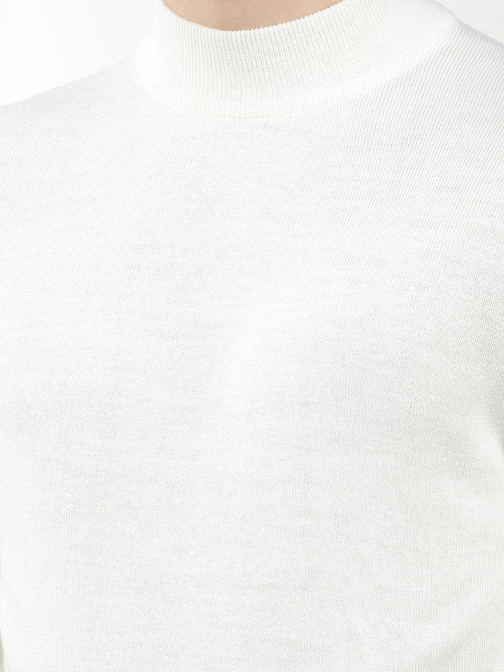 Off White High-Neck Knitted Sweater