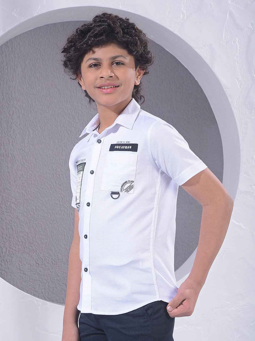 White Typographic Print Shirt