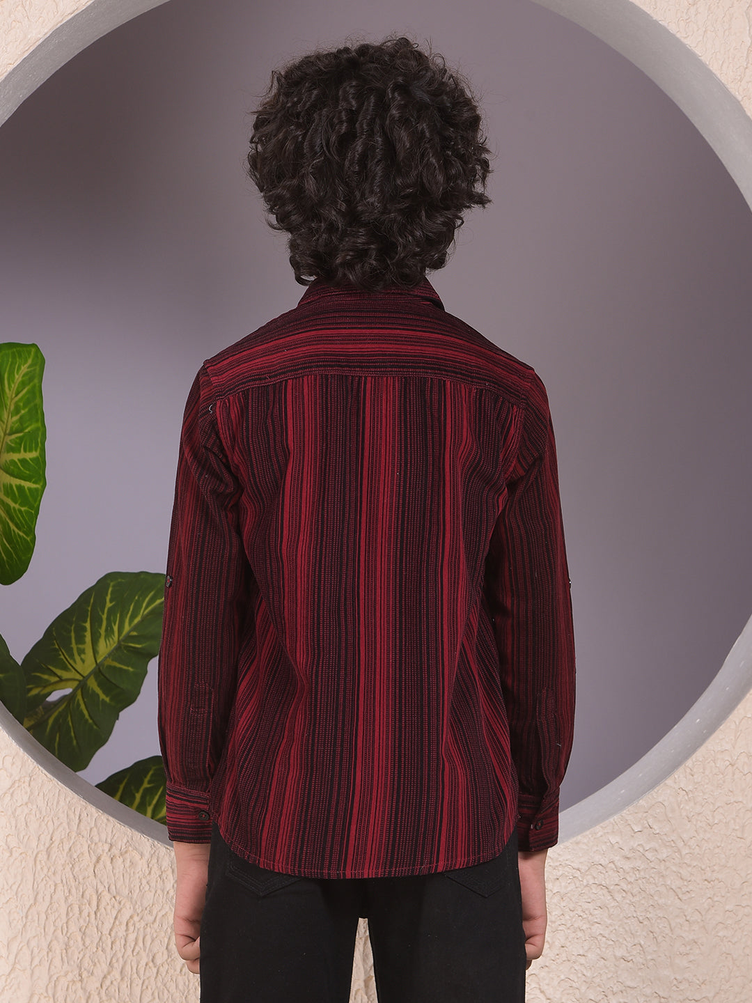Maroon Printed 100% Cotton Corduory Shirt