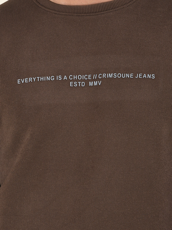 Brown Typographic Print Sweatshirt