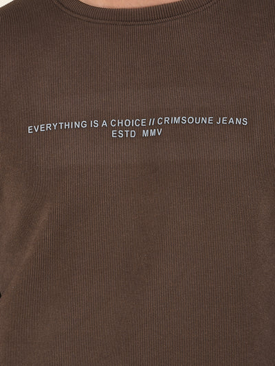 Brown Typographic Print Sweatshirt