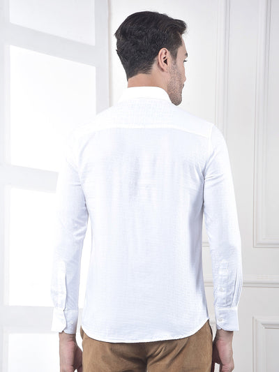 White Jacquard 100% Cotton Shirt