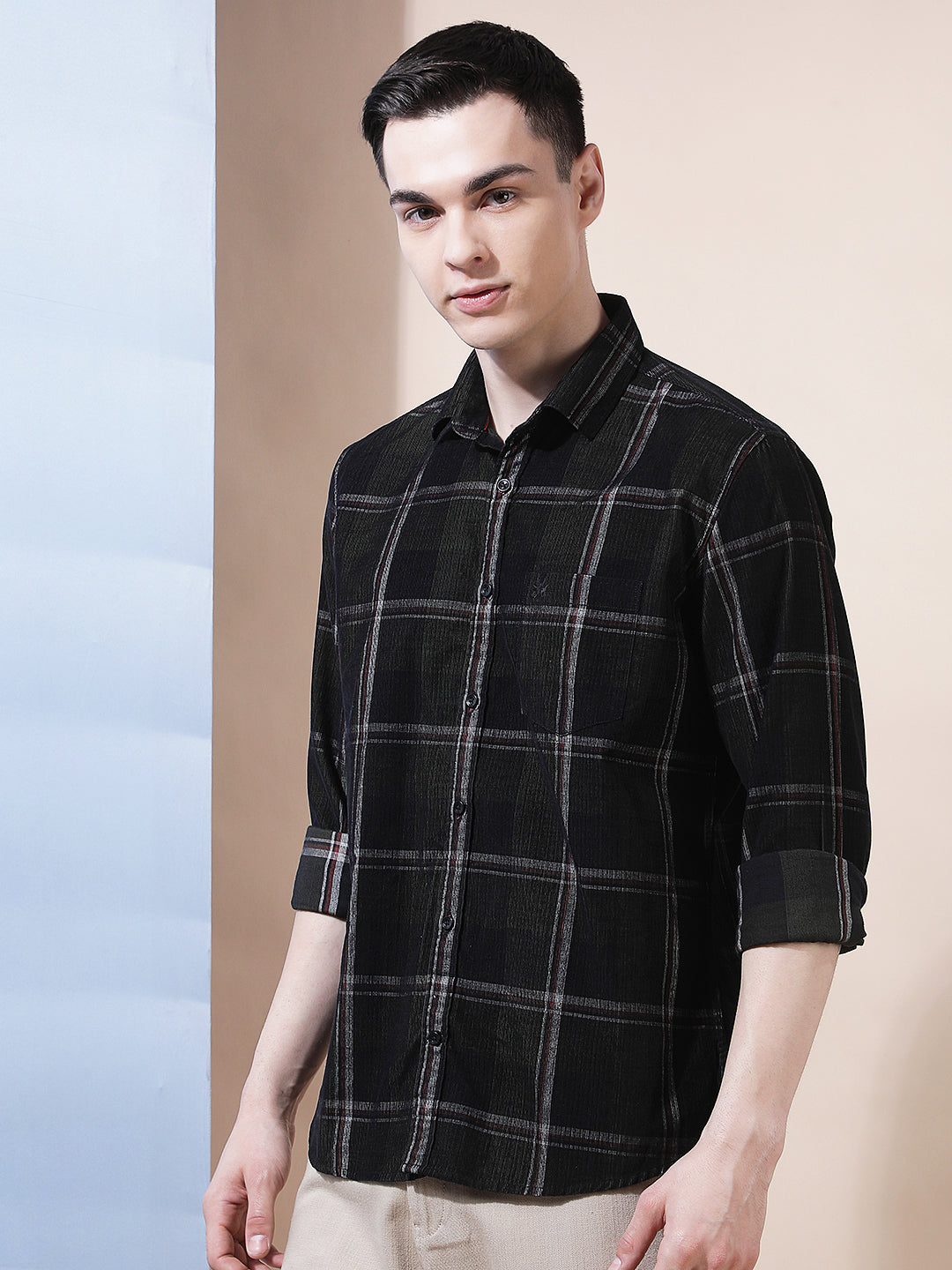 Green Checked Corduroy Shirt