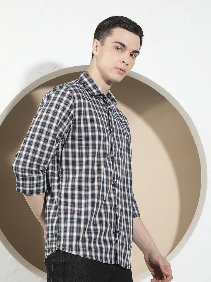 Blue Checked 100% Cotton Shirt