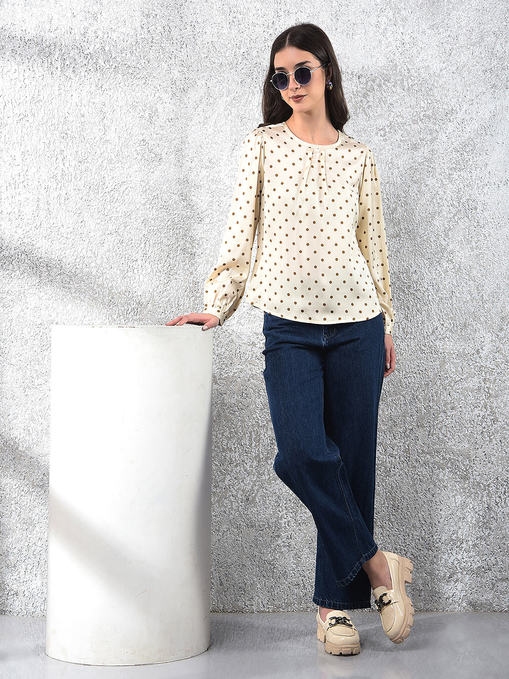 Off White Polka Dots Top