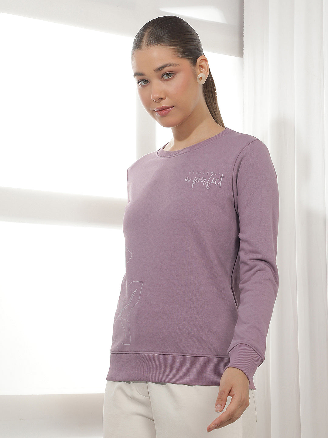 Purple Graphic Print Sweatshirt