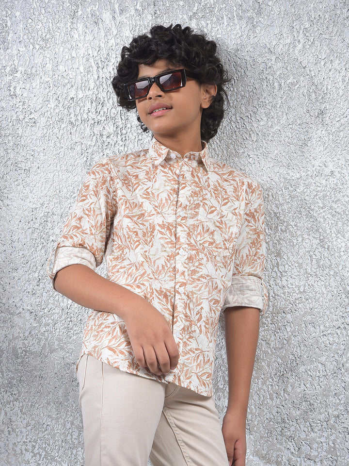 Brown Floral Print 100% Cotton Kurta