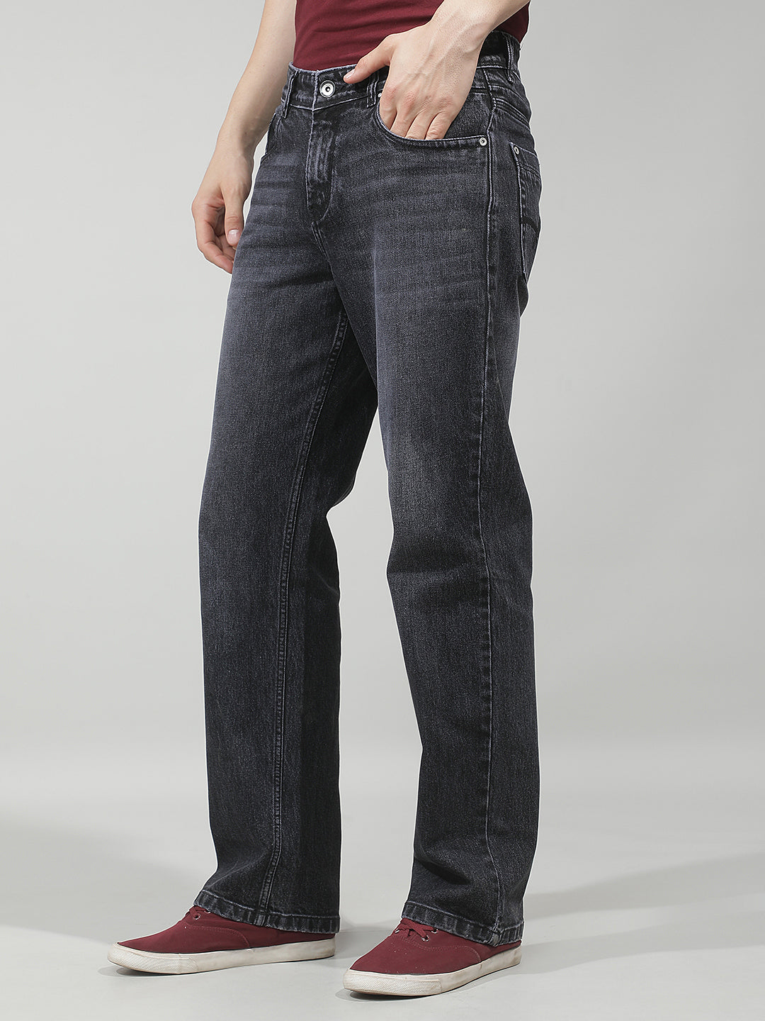 Grey 100% cotton Baggy Jeans