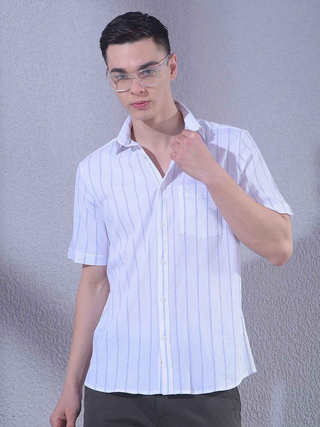 White Vertical Stripes Shirt