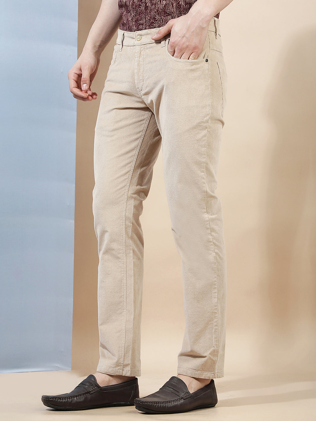 Refined Taupe Beige Corduroy Trousers
