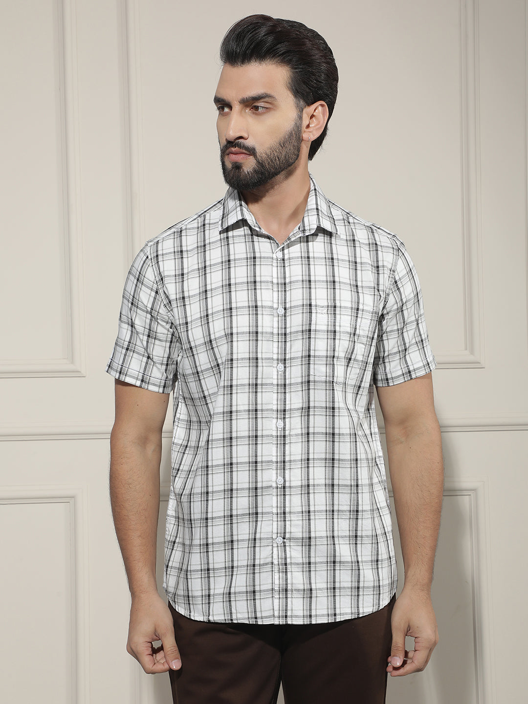 White Checked 100% Cotton Shirt
