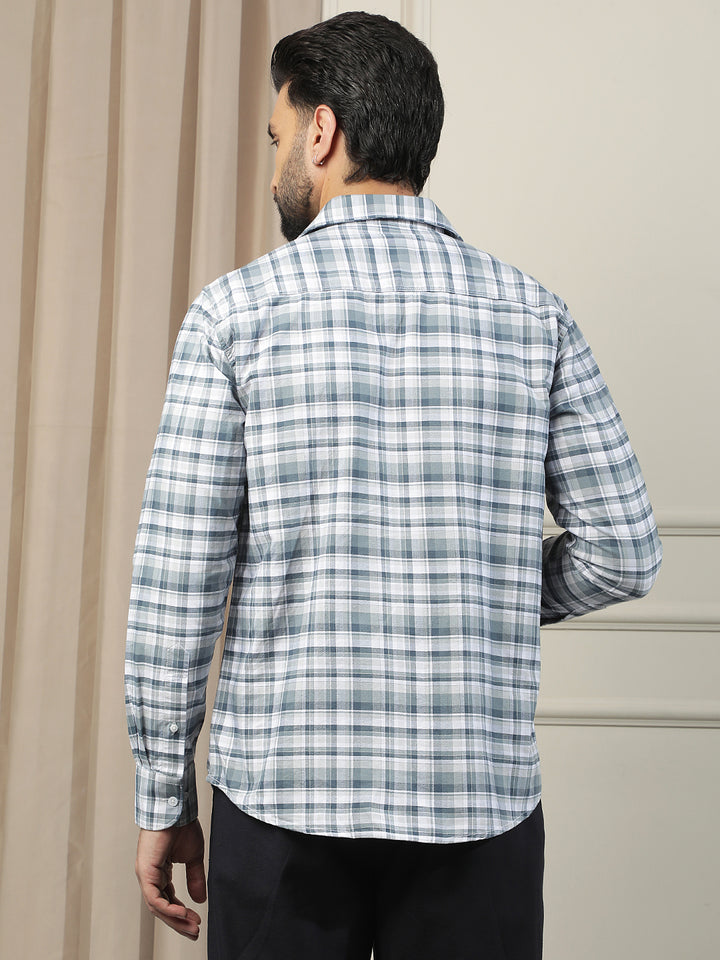 Grey Checked 100% Cotton Shirt