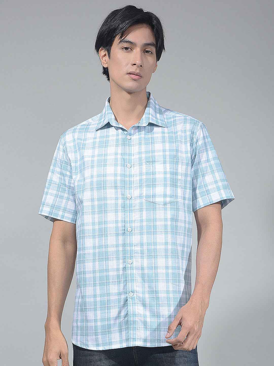 Blue Checked 100% Cotton Shirt