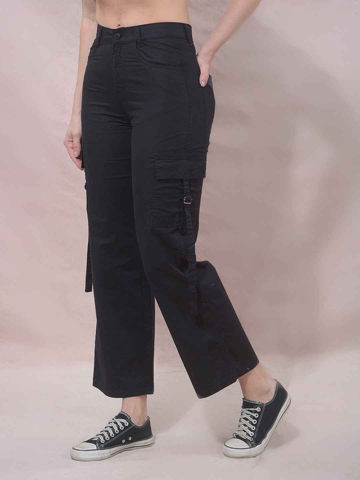 Black Twill Cargo Trousers