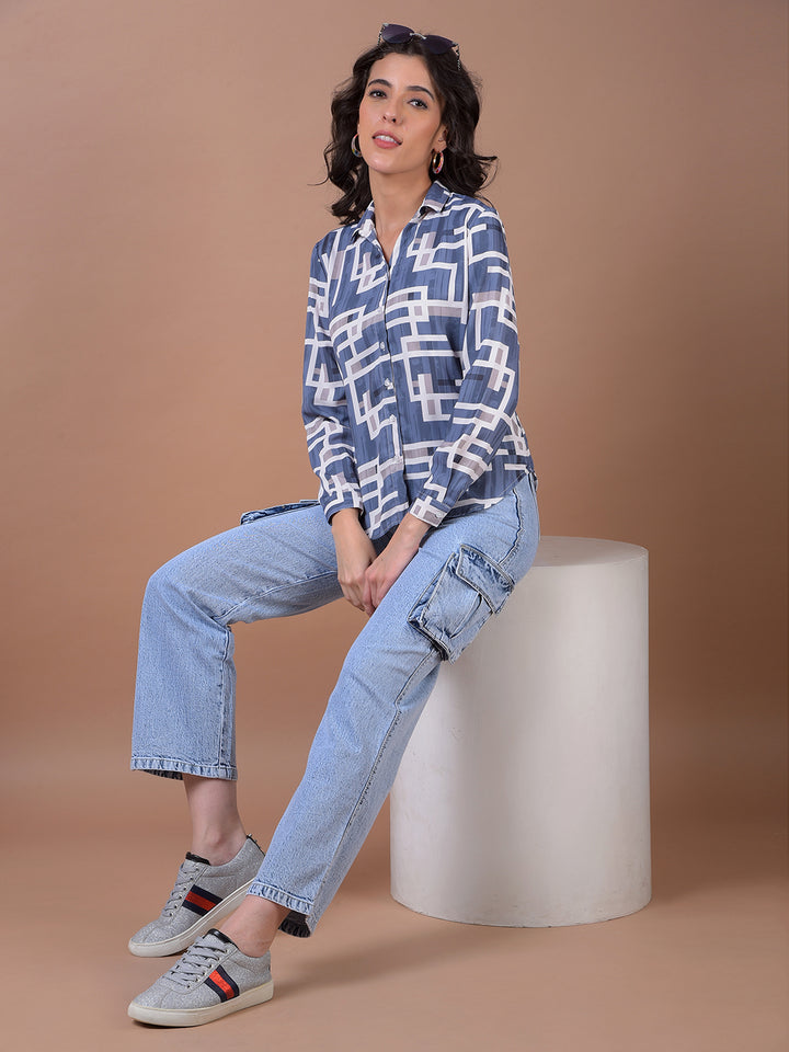 Blue Printed Shirt
