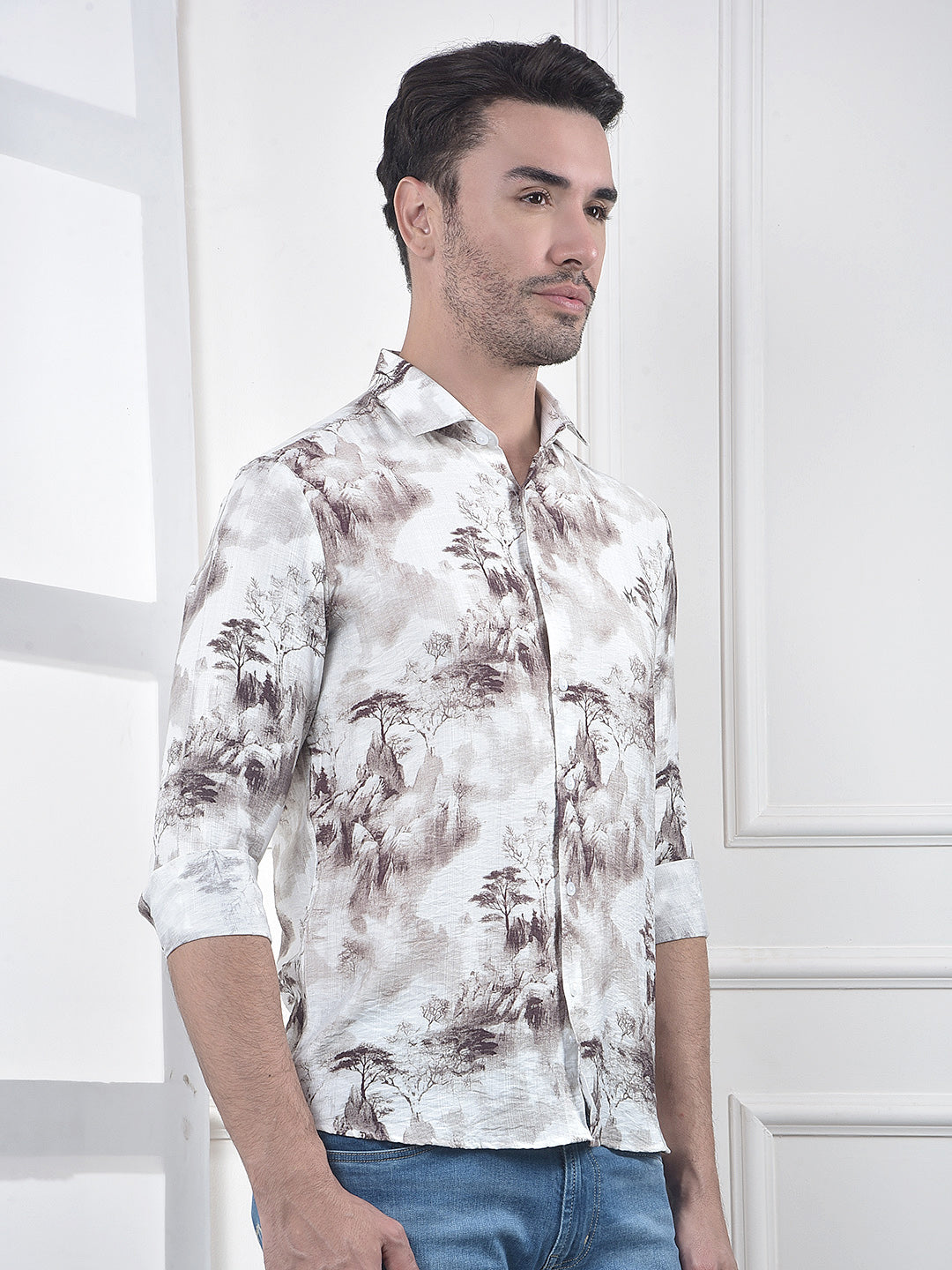 Brown Floral Print Shirt