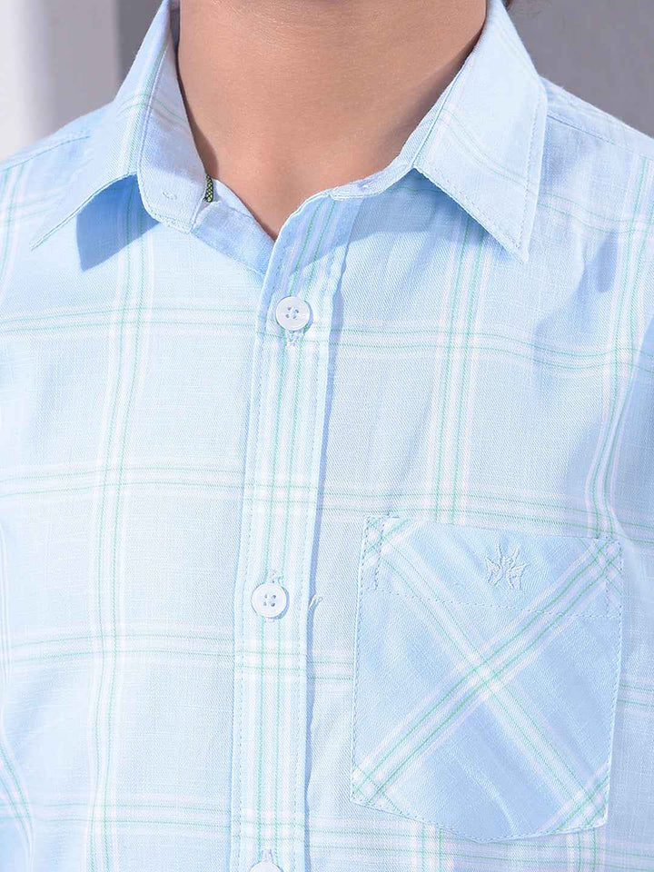 Blue Checked 100% Cotton Shirt