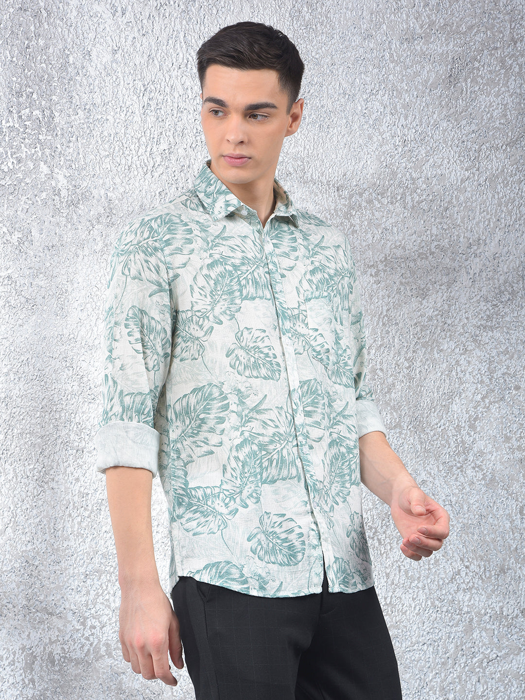Green Floral Print Kurta-Men Kurtas-Crimsoune Club
