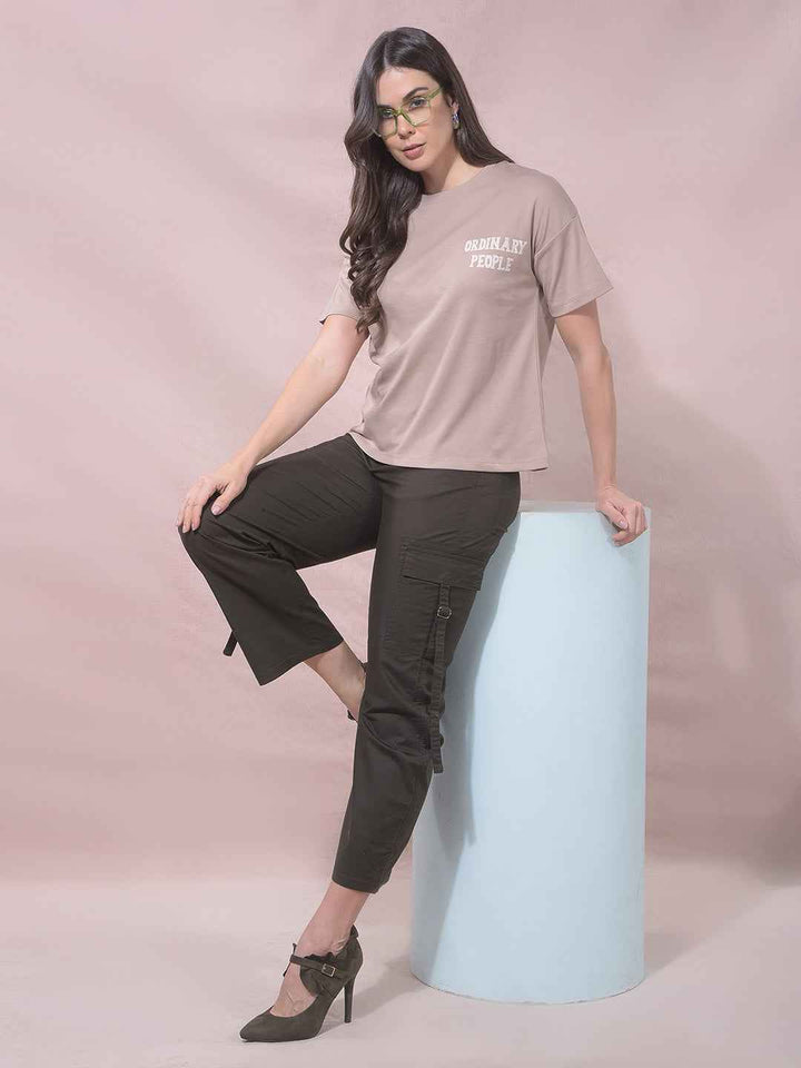 Beige Graphic Print T-Shirt