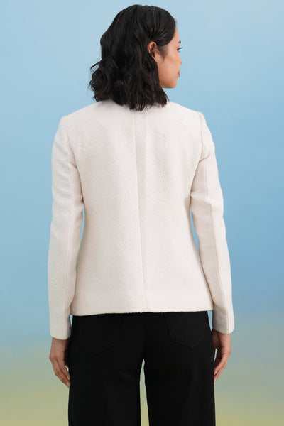 White Textured Toggle Detail Coat