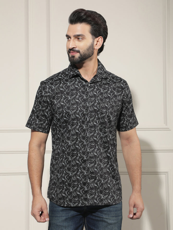Black Printed 100% Cotton Shirt