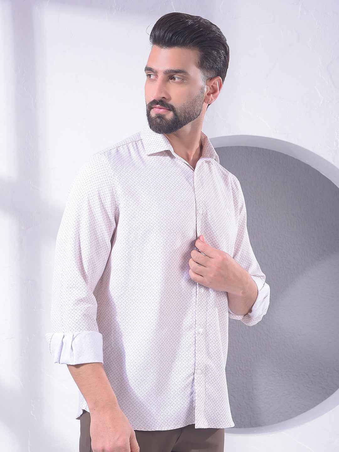 Beige Creative Printed Shirt