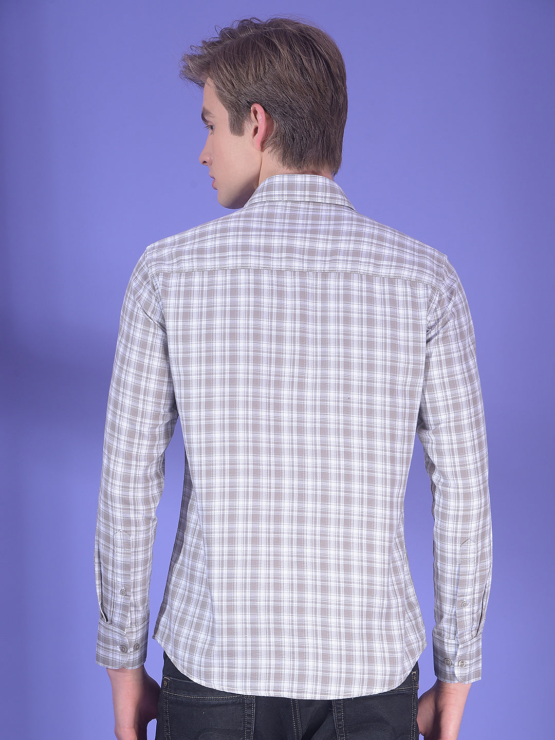 Grey Checked 100% Cotton Shirt