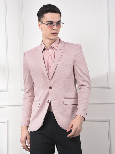Pink Notched Lapel Single-Breasted Blazer